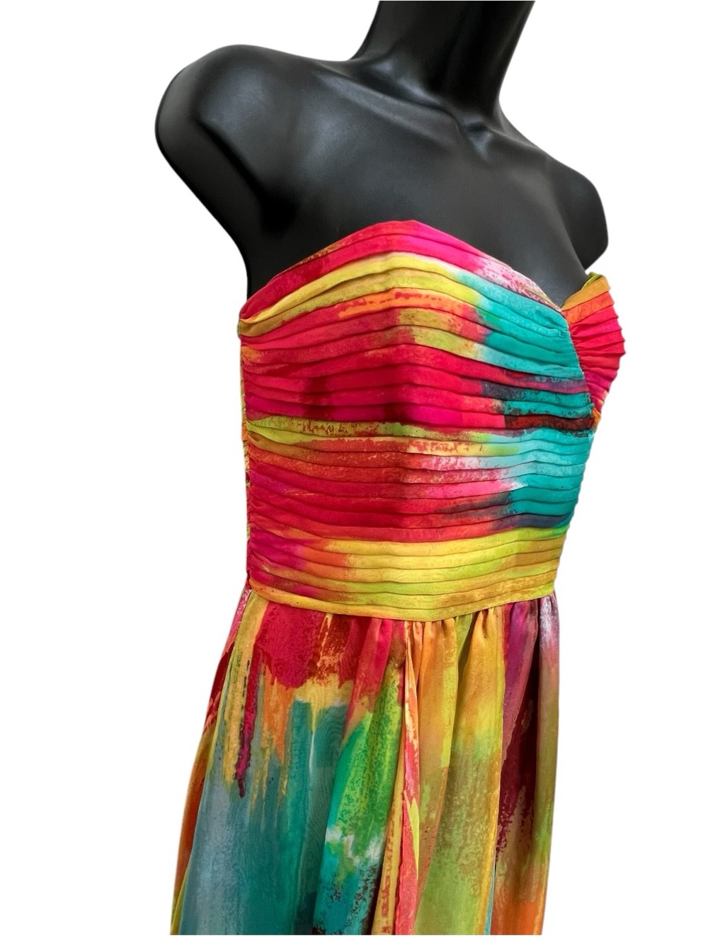 Laundry by Shelli Segal Watercolor Strapless Maxi Dress Size 10 - Picture 6 of 15